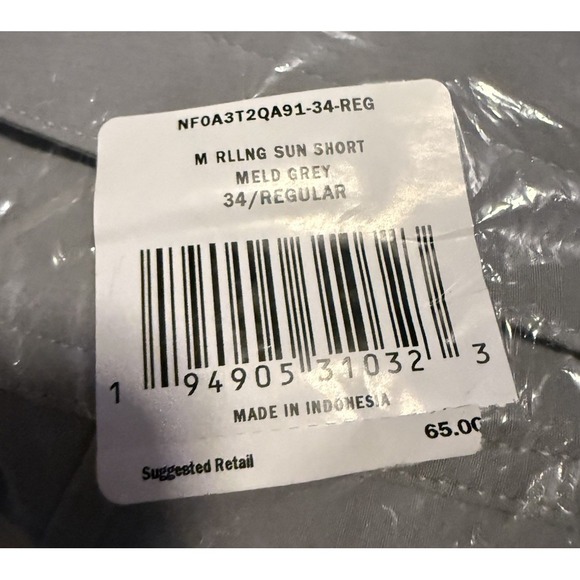 The North Face Mens Rolling Sun Packable Shorts Meld Grey 34 Brand New - Picture 7 of 7